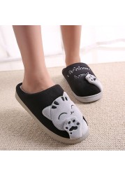 Women Winter Home Slippers Cartoon Cat Shoes Soft Plush Warm Indoor Slippers Bedroom Lovers Couples Dropshipping