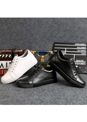 White Genuine Leather Shoes Men Sneakers Man Elevator Shoes Height Increasing Insoles High Heel Shoes 5-6cm Tall Shoes