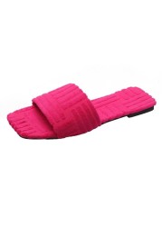 Warm Towel Pattern Slippers 2022 New Women's Embossed Cotton Drag Home All-match Sandals Candy Color Slippers