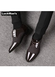 LuckMan Men Dress Shoes Fashion PU Leather Shoes Men Brands Wedding Oxford Shoes For Men Breathable Men Formal Shoes