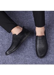 Men's genuine leather shoes moccasin slip-on shoes casual driving shoes