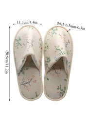 Hotel Travel Spa Disposable Slippers Cute Printed Linen Guest Slippers Home Room New Beauty Salon Slippers Women Slippers Hot