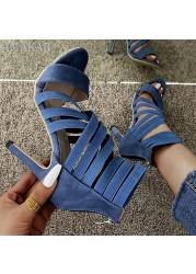 sexy ladies peep toe high heel shoes women sandals 2021 zipper high heels new fashion summer women pumps