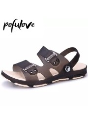 Pofulove Sandals For Men Designer Shoes Summer Beach Sandals Slippers Fashion Non-slip Durable Casual Shoes Gladiator Zapatos Eva