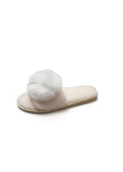 Women Fluffy Slippers 2021 Women's Fur Ball Flip Flops Non-slip Indoor Plush Floor Flat Slippers Open Toe Casual Cotton Slippers