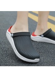 Beach Sandals Unisex Men Hole Shoes Lightweight Breathable Casual Slippers Swimming Walking Anti-slip Flip Flops Soft Sandals