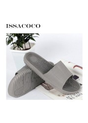 ISSACOCO Men Flat Indoor Massage Slippers Men Home Non-slip Massage Slippers Zapatos Hombre Beach Flip Flops Men Slides