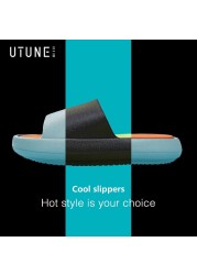 UTUNE Summer Outside Slippers Men Shoes EVA Soft Outdoor Sneaker Platform Slides Women Thick Sole Non-slip Indoor Beach Sandals