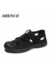 SHENCE Summer Men Sandals Slippers Sneakers Soft Non-slip Rubber Velcro Man Jogging Trail Running Men Hiking Shoes Sandals