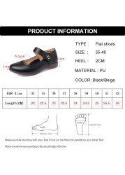 Rimocy Comfort Soft Bottom Flats Women Spring Flower Ankle Strap Flat Heels Mom Shoes Woman Beige PU Leather Light Nursing Shoes