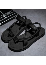 Men Sandals Summer Beach Outdoor Slippers Personality Indoor Couple Casual Shoes Black Velcro Non-slip Men Flip Flop Pantuflas