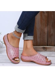 Rimocy Gold Silver Rhinestone Platform Slippers Women 2022 Summer Open Toe Beach Sandals Woman Lightweight Comfortable Slides