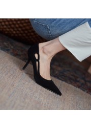 Women High Heels Pointed Toe Elegant Suede Boots Mixed Colors Spring Autumn 2021