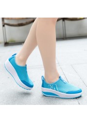 Women's Height Cushioning Shoes Casual Platform Breathable Soft Cushioning Sneakers Light Mesh Platform Vulcanized Shoes