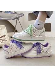 White Platform Sneakers Women Shoes Kawaii Cute Korean Fashion Sneakers Fairy Sweet Women Shoes Girls Tenis De Mujer