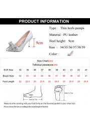 Rimocy 2022 Luxury Silver Crystal Bowknot Women Pumps Sexy Stiletto Heel Wedding Party Shoes Woman Pointed Toe Thin High Heels