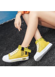 TUINANLE Sneakers for Women Red Vulcanized Shoes Lace-up Casual Canvas Shoes Size 35-44 Breathable High Top Men Walking Shoes