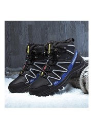 2022 Winter Warm Snow Tactical Ankle Boots Men Outdoor Hiking Boots Plush Waterproof Casual Combat Trekking Camping Sneakers