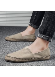 High Quality Men's Espadrilles Flat Canvas Shoes Hemp Loafers for Driving, 2020