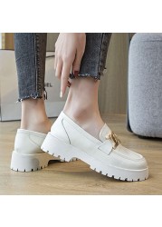 Classic Women Loafers Shoes Genuine Leather Spring 2022 Office Lady Daily Thick Soled Sneakers Trend Casual Girl Shoes Students