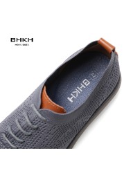 BHKH 2022 Breathable Knitted Mesh Casual Shoes Lightweight Smart Casual Shoes Office Work Shoes Men's Shoes