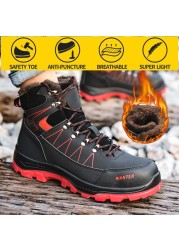High quality work safety shoes men anti-smashing anti-puncture work safety shoes winter plus velvet warm protective shoes