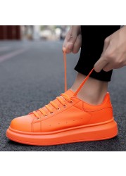 2022 Fashion Women Sneakers Vulcanized Shoes Lover Lace-up Casual Shoes Orange Basket Shoes Breathable Walking Sewing Men Flats