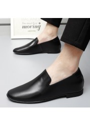 Loafers Men Elevator Shoes Men's Casual Shoes Male Business Cow Leather Shoes Height Increasing Shoes Slippers 5cm Tall Formal