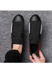 Loafers Men Canvas Shoes Sneakers Fashion Campus Breathable Casual Shoes Zipper Sneakers Shoes Trendy Color Matching Shoes