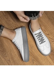 Luxury genuine leather shoes men's white sneakers casual shoes Korean version fashion casual shoes