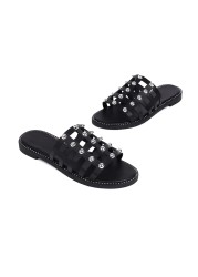 2022 Fashion Luxury Zapatos Planos De Mujer Women Shoes Rhinestones Breathable Plus Size Women Low Outside Slippers