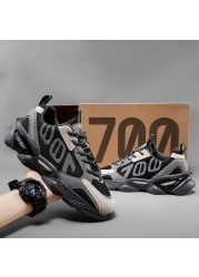 Mesh stitching breathable lace-up platform alibaba sneakers spring 2022 new fashion lightweight increase running shoes men