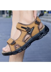 Classic Brand Men Sandals Summer Genuine Leather Sandals Men Outdoor Casual Sandal Lightweight Fashion Men Sneakers Size 38-46