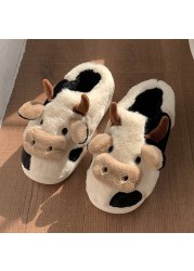 WONTIVE Fuzzy Slippers Women Kawaii Slippers for Women Fluffy Kawaii House Slippers Cute Slippers for Women Thermal Cow Slippers