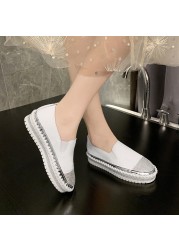 Large casual single shoes 2021 autumn new Lefu shoes thick sole flat bottom diamond fashion women's shoes women's shoes