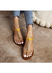 Flat shoes clip toe women sandal 2022 retro round head breathable beach in summer plus size sapatilha feminina