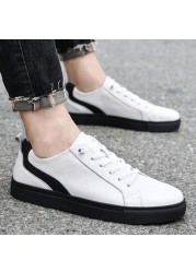 Leather shoes casual sneakers men's shoes comfortable quality leather shoes men's Korean version white shoes