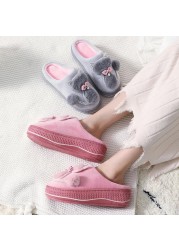 Winter Warm Slippers Polyester Cotton Women Home Shoes Lovely Non-slip Indoor Slides Corduroy Couple Slippers Women's Shoes