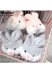 Winter Slippers For Couples Unisex Women Men Home Slippers Cute Animal Rabbit Indoor Shoes Lover Non-slip Warm Cotton Soft Plush