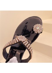 Lucifer Women Shiny Crystal Tassel Fringe Women Slippers Summer Luxury Floral Flip Flops Gold Female Slippers High Heels