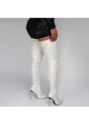 Sexy Over the Knee Thigh High Boots Female Fashion Pointed Toe Thin High Heels Long Botas Ladies Side Zipper Leather Boots