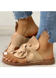 Women's Flip Flops Slippers Bow Knot Casual Open Toe Fish Mouth Flat Bottom Shoes Outdoor Sandals Shoes 2022