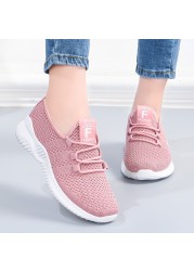 Casual women's flat shoes. Comfortable Lightweight Soft Sole Lace Up Mesh Women's Shoes Wedge Sneakers Mujer