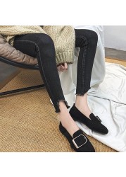 Spring new fashion rivet square buckle matte square toe flat simple women's shoes ghtwt outdoor leisure low-heeled shoes