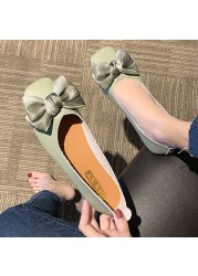 2022 spring new cute bow apricot cute women's shoes soft comfortable flat shoes holiday leisure breathable light women's shoes