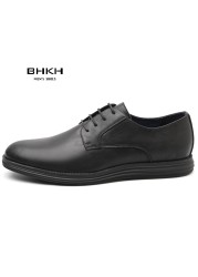 BHKH 2022 leather men casual shoes smart business office work lace-up light dress men shoes