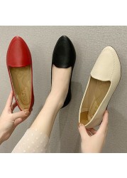 Spring new simple pointed toe Korean women's shoes fashion street breathable lightweight pregnant women comfortable flat shoes