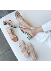 VENTACT New Fashion Women Shoes Open Toe Round Heel Sandals T-strap Slip On Slides Shoes Female Shoes Casual Size 30-43