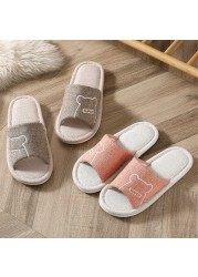 Women Indoor Linen Slippers Home Floor Soft Couple Bedroom Ladies Shoes Summer Open Toes Non-slip Flip Flops Zapatillas De Mujer