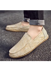 2022 Summer New Linen Men's Casual Shoes Handmade Weaving Fisherman Shoes Fashion Casual Flat Espadrilles Driving Shoes Big Size